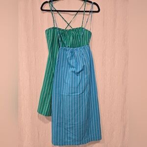 a new day Green and Blue Striped Mini Dress